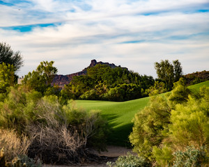 Fototapeta na wymiar fall overseeing a golf course in Arizona