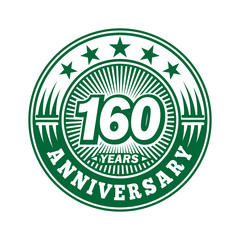 160 years logo. One hundred and sixty years anniversary celebration logo design. Vector and illustration.
