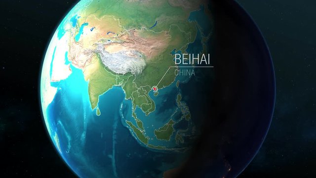 China - Beihai - Zooming from space to earth