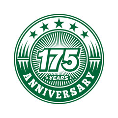 175 years logo. One hundred and seventy-five years anniversary celebration logo design. Vector and illustration.