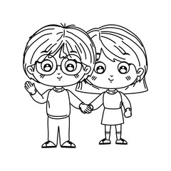 Girl and boy cartoon vector design
