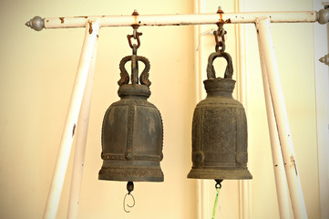 Fototapeta premium Large bell made of brass In Thailand can be found at the temple and at school