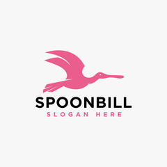 Colorful Roseate Spoonbill bird logo template - vector