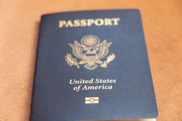 United States of America Passport. The iconic dark blue front cover of the American passport