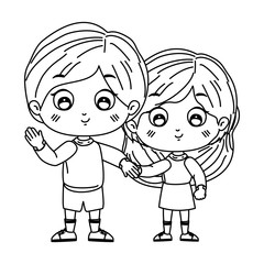 Girl and boy cartoon vector design