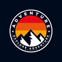Badge Mountain logo design inspiration, Mountain illustration, outdoor adventure . Vector graphic print for t shirt and other uses. - Vector