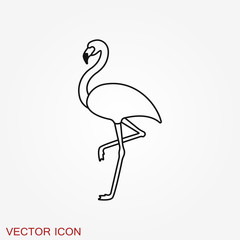 Flamingo icon, minimalistic vector illustration, symbol of bird