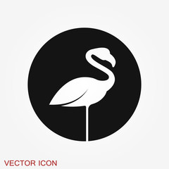 Flamingo icon, minimalistic vector illustration, symbol of bird