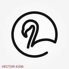 Obraz premium Flamingo icon, minimalistic vector illustration, symbol of bird