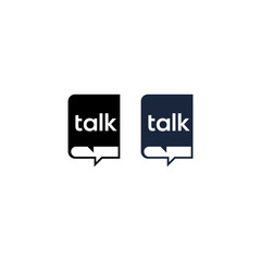 Book chat icon, book talk logo vector