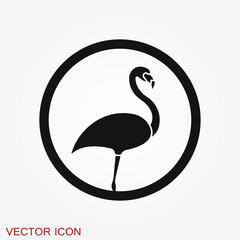 Flamingo icon, minimalistic vector illustration, symbol of bird