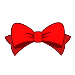 Red bow clip art vector stock image. Isolated on transparent background.