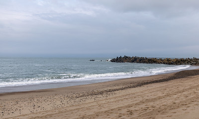 landscape with stone pier and sea