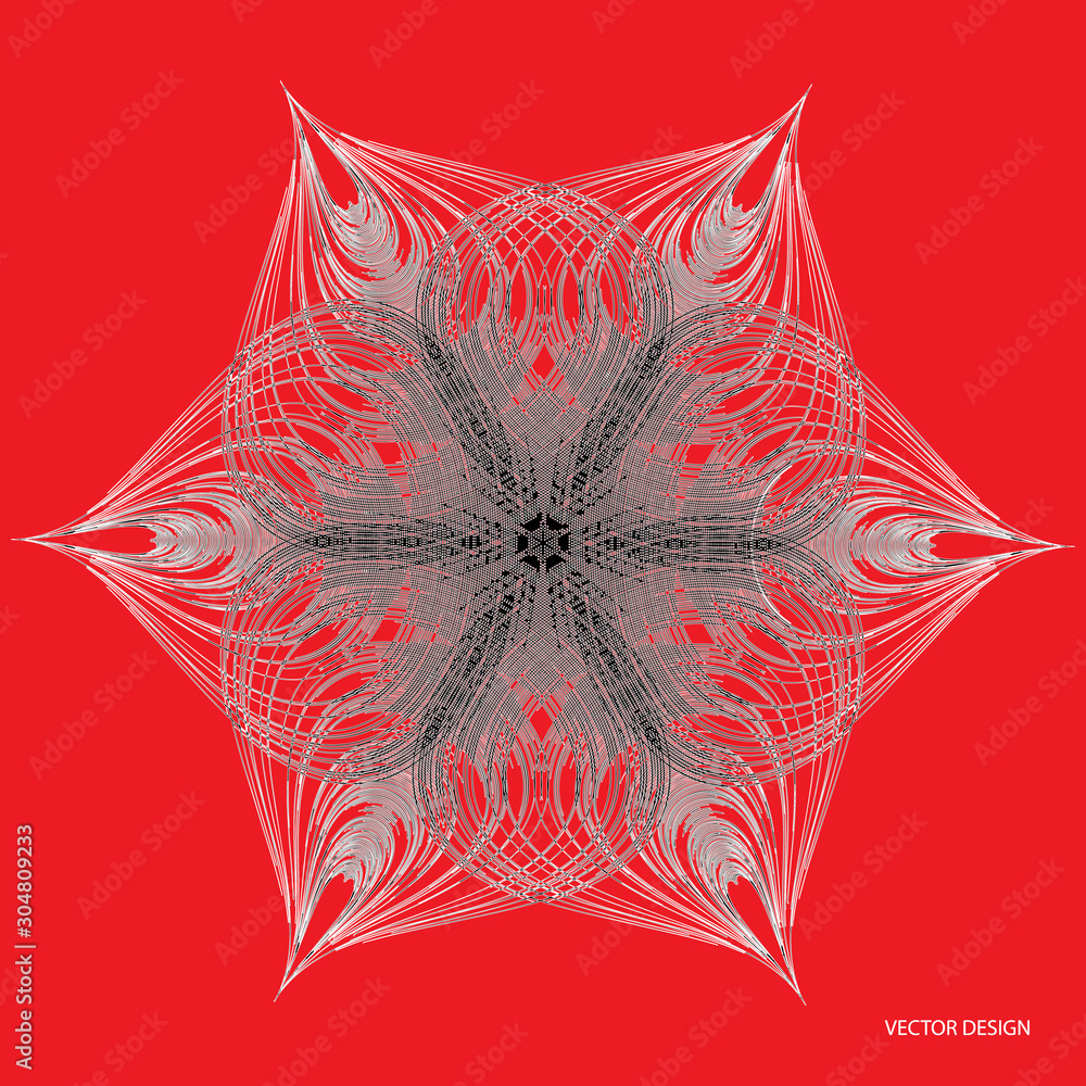 Poster vector design star or snowflake. round wave modern abstract element in 3d effect