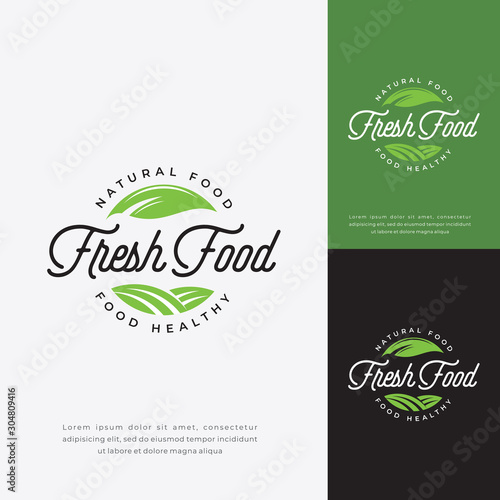 Fresh Food Logo Natural Food Logo Fresh Restaurant Icon Badge Logo Template Wall Mural Syifa5610