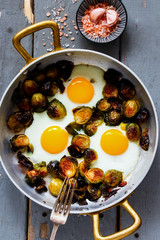 Fried eggs with brussel sprouts