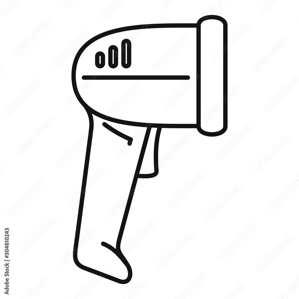 Poster small barcode scanner icon. outline small barcode scanner vector icon for web design isolated on whi