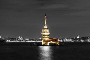 The Maiden's Tower of Istanbul, contrast night colors