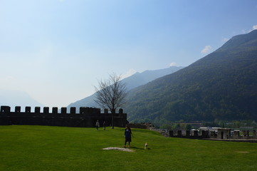 Bellinzona (Switzerland). April 2017. Castle of Castelgrand.
