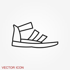 Greek sandal icon. Vector black and white vector icon.