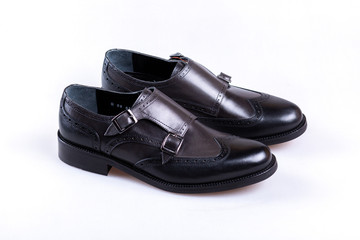 black leather shoes
