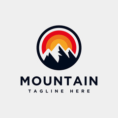 Mountain logo design inspiration, Mountain illustration, outdoor adventure . Vector graphic print for t shirt and other uses. - Vector