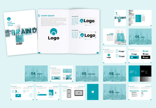 Teal and White Style Guide Layout