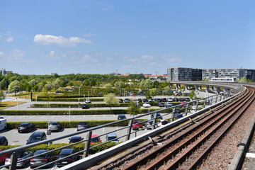 Fototapeta na wymiar Park and ride or Incentive parking near station of metro rapid line 
