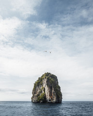 Lonely rocky island in the Andaman sea. Thailand.