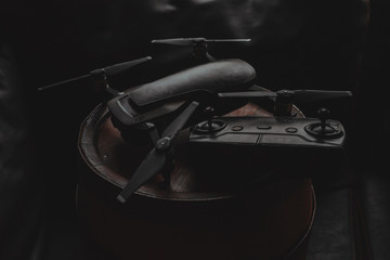 Drone above a wine barrel