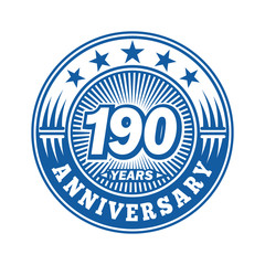190 years logo. One hundred and ninety years anniversary celebration logo design. Vector and illustration.