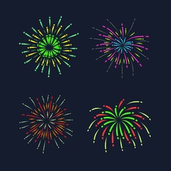 Colorful Fireworks Set, Happy New Year