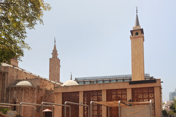 Vew of the historical Al-Omari Grand Mosque at summer sunny day. Beirut, Lebanon.