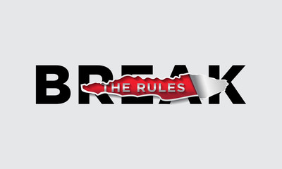 Break the rules slogan on ripped paper vector illustrations for print, t-shirt or other us