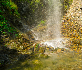 A perennial roadside waterfall and a rainbow, Mussoorie, Uttarakhand, India