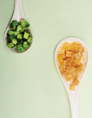 Sweets in spoon background