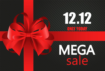 December 12 Shopping day vector. 12.12 Mega Sale banner illustration.