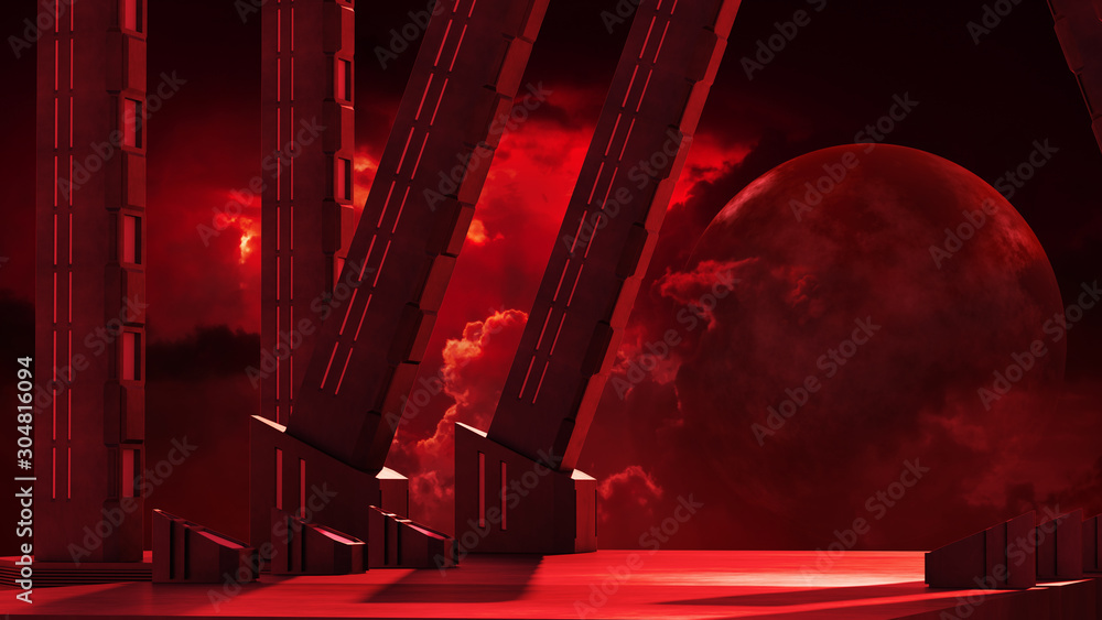 Wall mural space environment, ready for comp of your characters.3d rendering