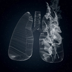 human lungs with smoke from vaping illustration