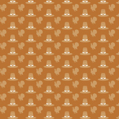 Pilgrim Hat and Turkey Icons Pattern Vector Background
