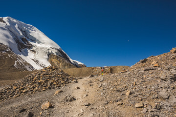 Thorong la Pass, Himalaya mountains. Nepal, Annapurna circuit trek