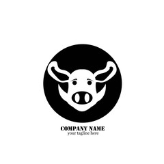 Modern Simple Pig Logo Animal Vector Symbol