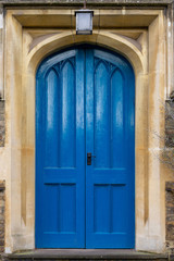 Fototapeta na wymiar Blue wooden church door