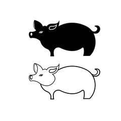 Modern Simple Pig Logo Animal Vector Symbol