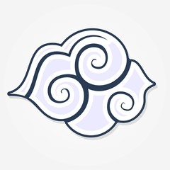 Cloud in chinese, korean or japanese oriental style. Vector illustration