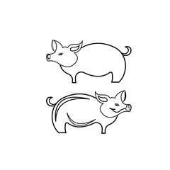 Modern Simple Pig Logo Animal Vector Symbol