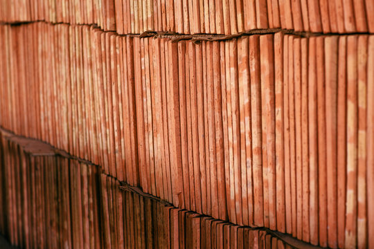 Rows of hand made tiles