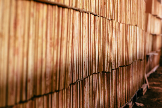 Rows of hand made tiles