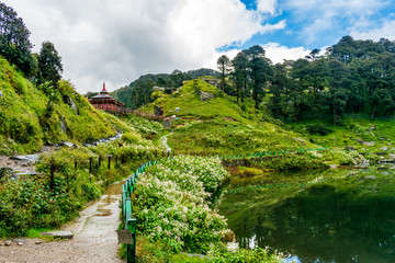 A panoramic view of the Serolsar Lake, Jalori Pass, Himachal Pradesh, India