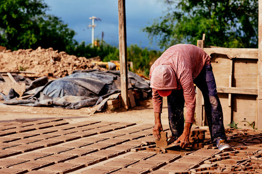 Man working at tile factory